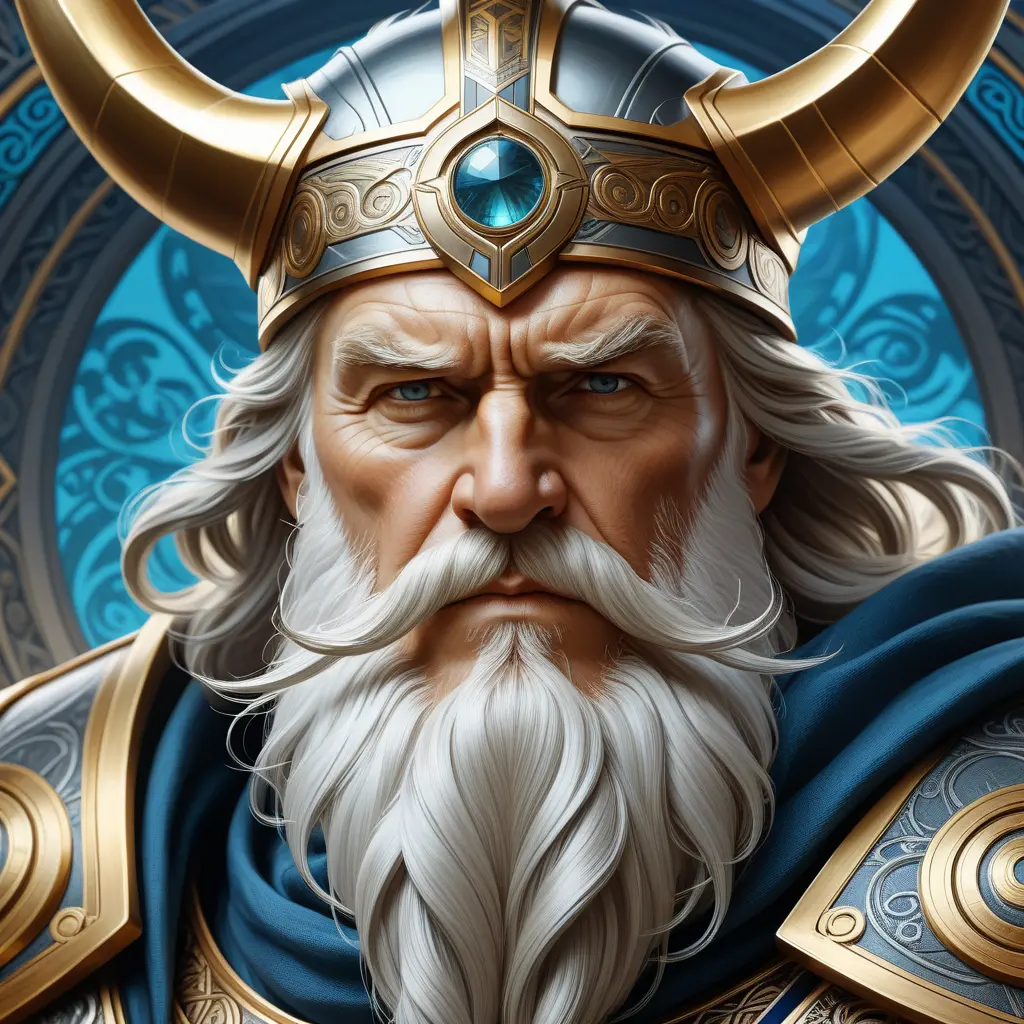 close up god odin, 4k, Highly Detailed, Hyper Detailed, Powerful, Artstation, Vintage Illustration, Digital Painting, Sharp Focus, Smooth, Concept Art by Stanley Artgerm Lau, Alphonse Mucha, Greg Rutkowski