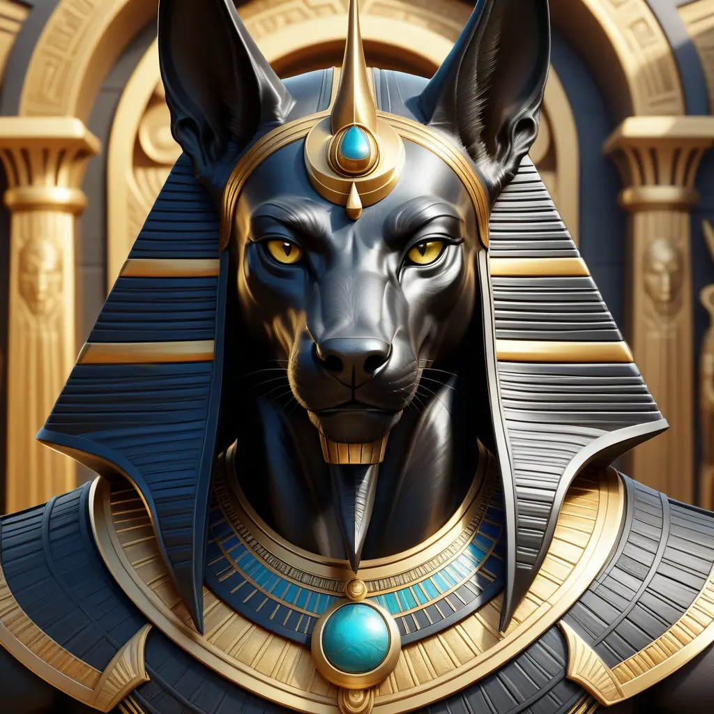 close up fierce looking egyptian god Anubis, 4k, Highly Detailed, Hyper Detailed, Powerful, Artstation, Vintage Illustration, Digital Painting, Sharp Focus, Smooth, Concept Art by Stanley Artgerm Lau, Alphonse Mucha, Greg Rutkowski