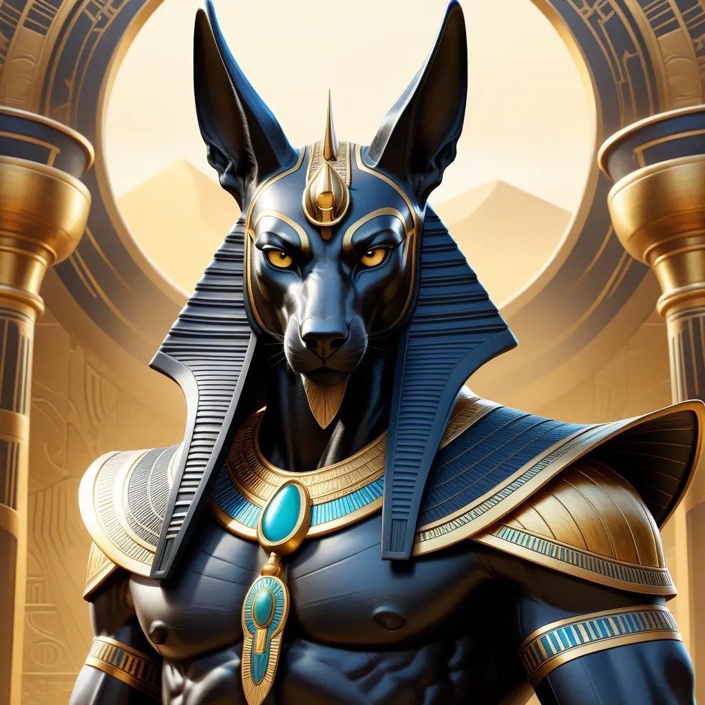 close up fierce looking egyptian god Anubis, 4k, Highly Detailed, Hyper Detailed, Powerful, Artstation, Vintage Illustration, Digital Painting, Sharp Focus, Smooth, Concept Art by Stanley Artgerm Lau, Alphonse Mucha, Greg Rutkowski