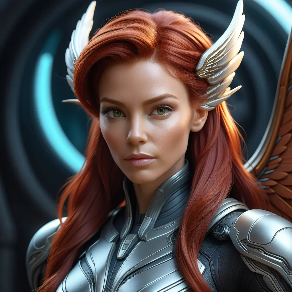 Alluring matte portrait of a beautiful red haired alien winged Sarah Kerrigan, 8k, Highly Detailed, Intricate, Half Body, Realistic, Sharp Focus, Volumetric Lighting, Fantasy, Elegant by Stanley Artgerm Lau, WLOP, Stefan Kostic