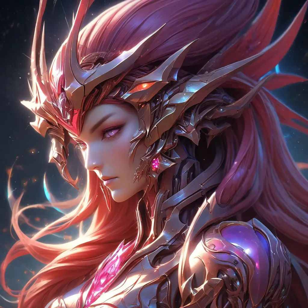 Alluring matte portrait of Star Craft's beautiful red haired Sarah Kerrigan alien Protoss, 8k, Highly Detailed, Intricate, Half Body, Realistic, Sharp Focus, Volumetric Lighting, Fantasy, Elegant by Stanley Artgerm Lau, WLOP, Stefan Kostic