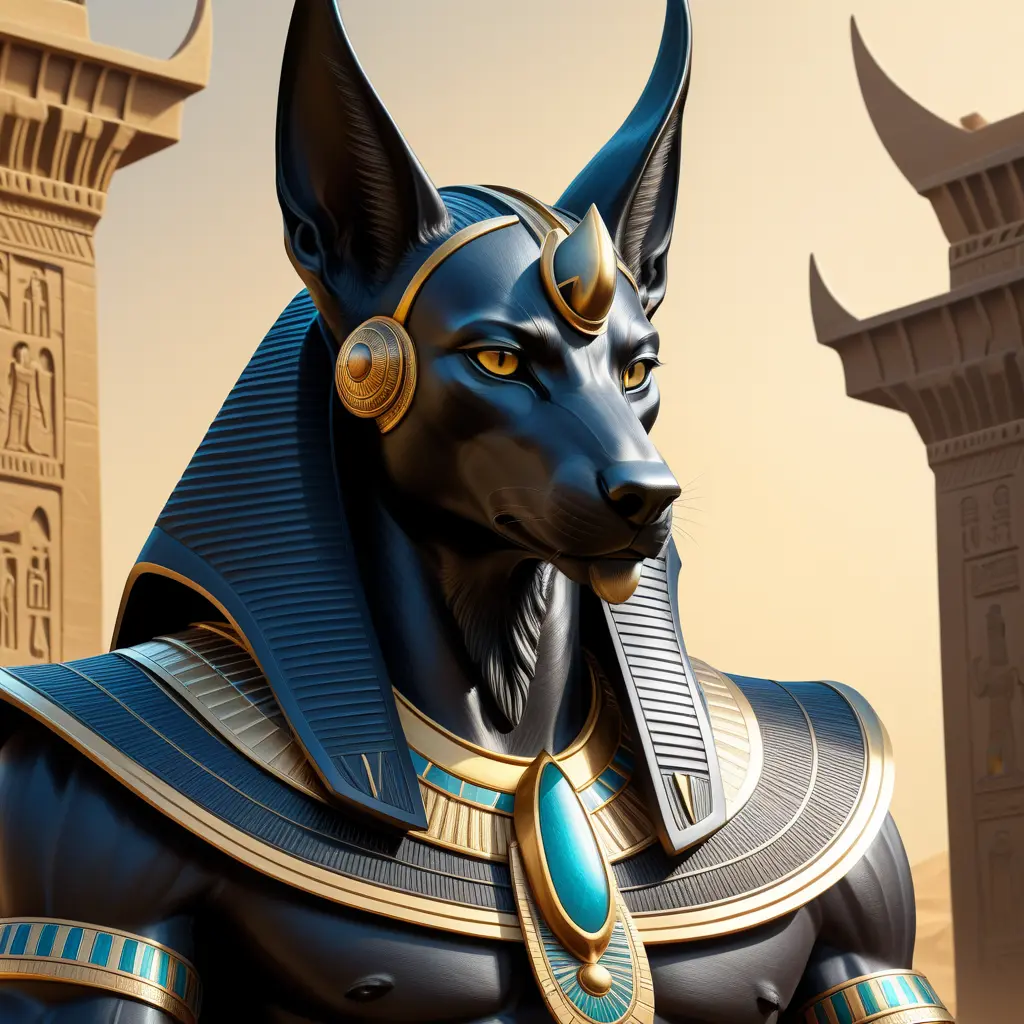 close up fierce looking egyptian god Anubis, 4k, Highly Detailed, Hyper Detailed, Powerful, Artstation, Vintage Illustration, Digital Painting, Sharp Focus, Smooth, Concept Art by Stanley Artgerm Lau, Alphonse Mucha, Greg Rutkowski