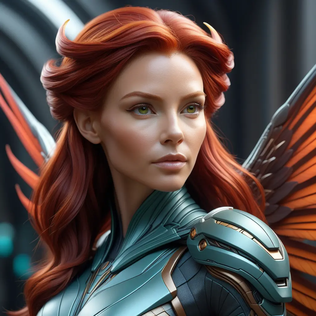 Alluring matte portrait of a beautiful red haired alien winged Sarah Kerrigan, 8k, Highly Detailed, Intricate, Half Body, Realistic, Sharp Focus, Volumetric Lighting, Fantasy, Elegant by Stanley Artgerm Lau, WLOP, Stefan Kostic