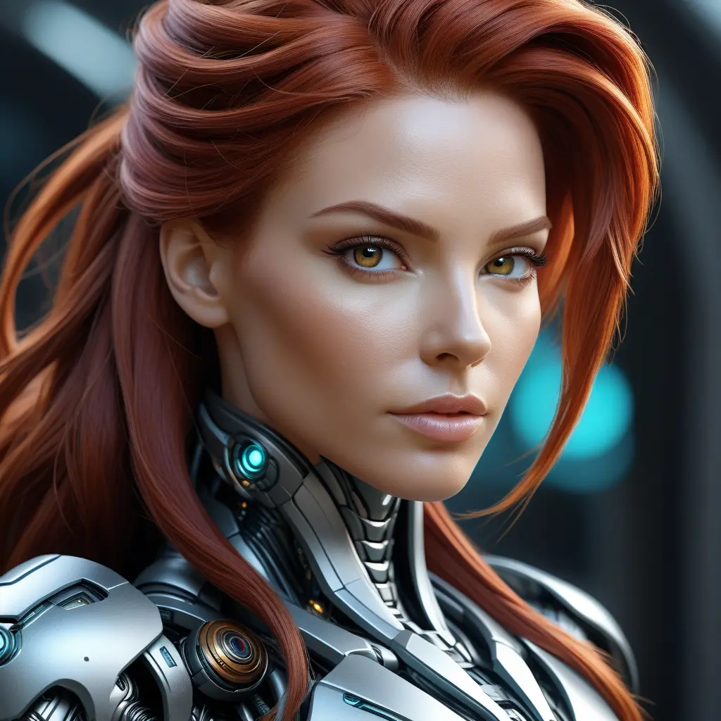 Alluring matte portrait of a beautiful red haired Sarah Kerrigan cyborg, 8k, Highly Detailed, Intricate, Half Body, Realistic, Sharp Focus, Volumetric Lighting, Fantasy, Elegant by Stanley Artgerm Lau, WLOP, Stefan Kostic