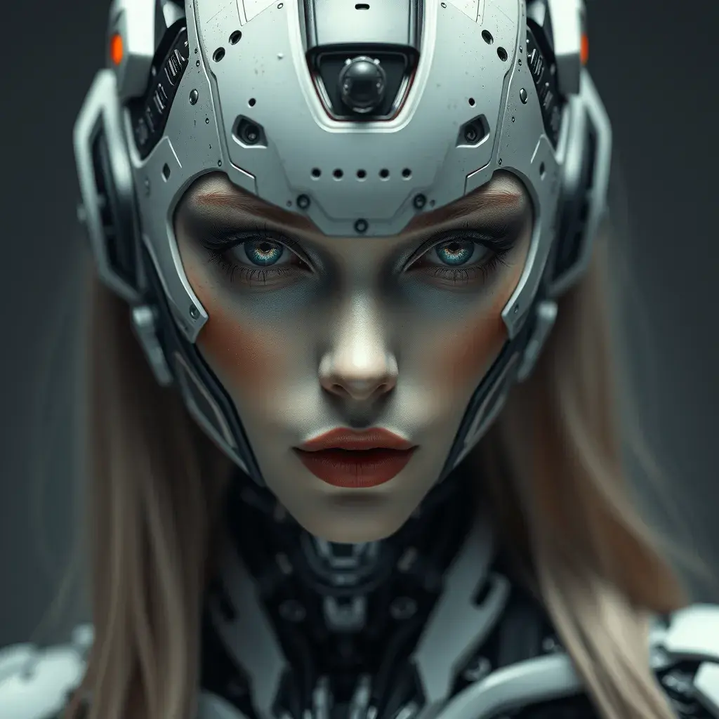 Alluring highly detailed matte portrait of a beautiful cyborg in the style of Stefan Kostic, 8k, High Definition, Highly Detailed, Intricate, Half Body, Realistic, Sharp Focus, Fantasy, Elegant