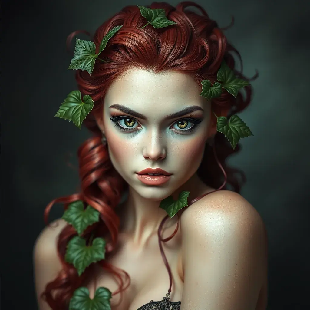 A portrait of a beautiful Poison Ivy, Highly Detailed, Intricate, Full Body, Photo Realistic, Sharp Focus by Stanley Artgerm Lau, Greg Rutkowski