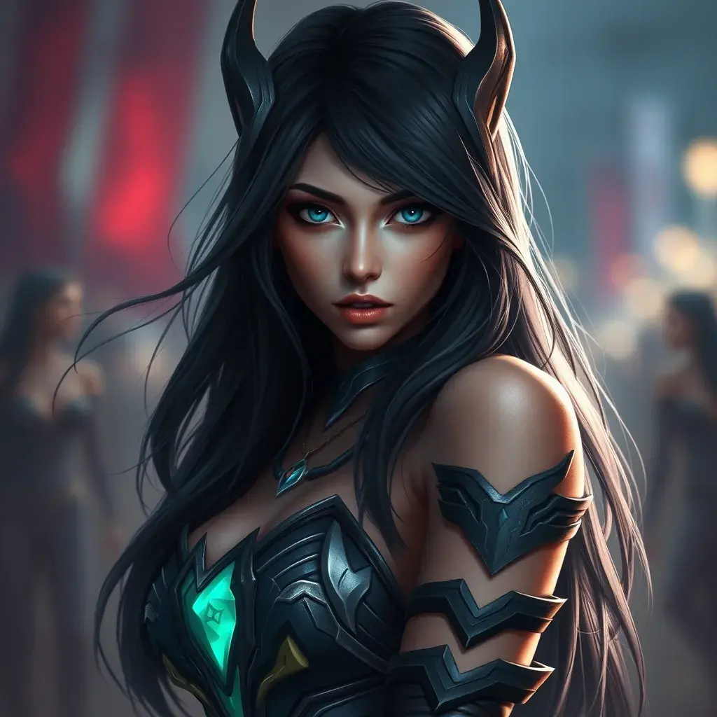 Alluring matte portrait of a beautiful fierce Irelia from League of Legends, Highly Detailed, Half Body, Bokeh effect, Photo Realistic by Stefan Kostic