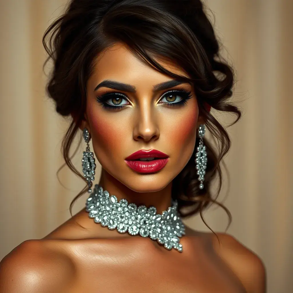 Close up of a stunningly beautiful woman at a gala ball, Half Body, Photo Realistic