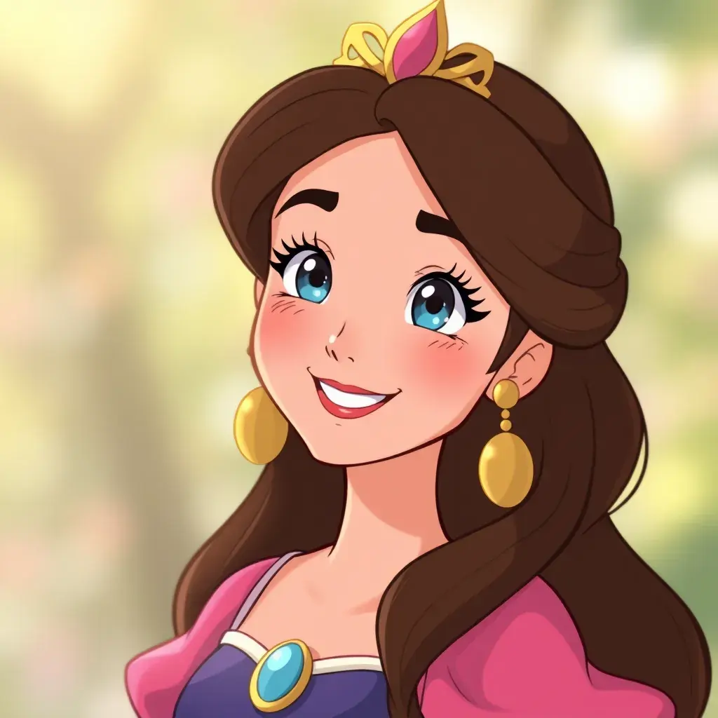 A matte portrait of a happy disney princess, Sharp Focus, Anime, Cartoon