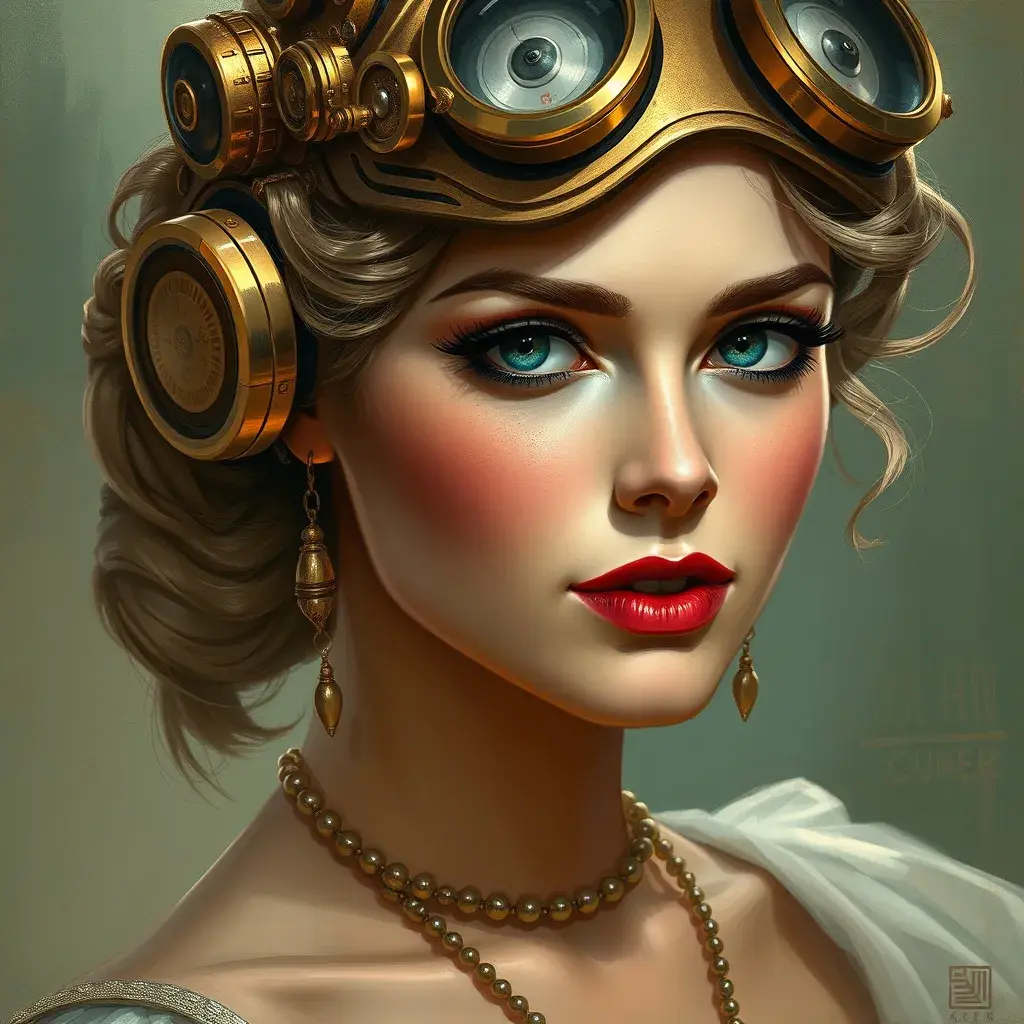 Steampunk portrait of Grace Kelly, Highly Detailed, Intricate, Artstation, Beautiful, Digital Painting, Sharp Focus, Concept Art, Elegant