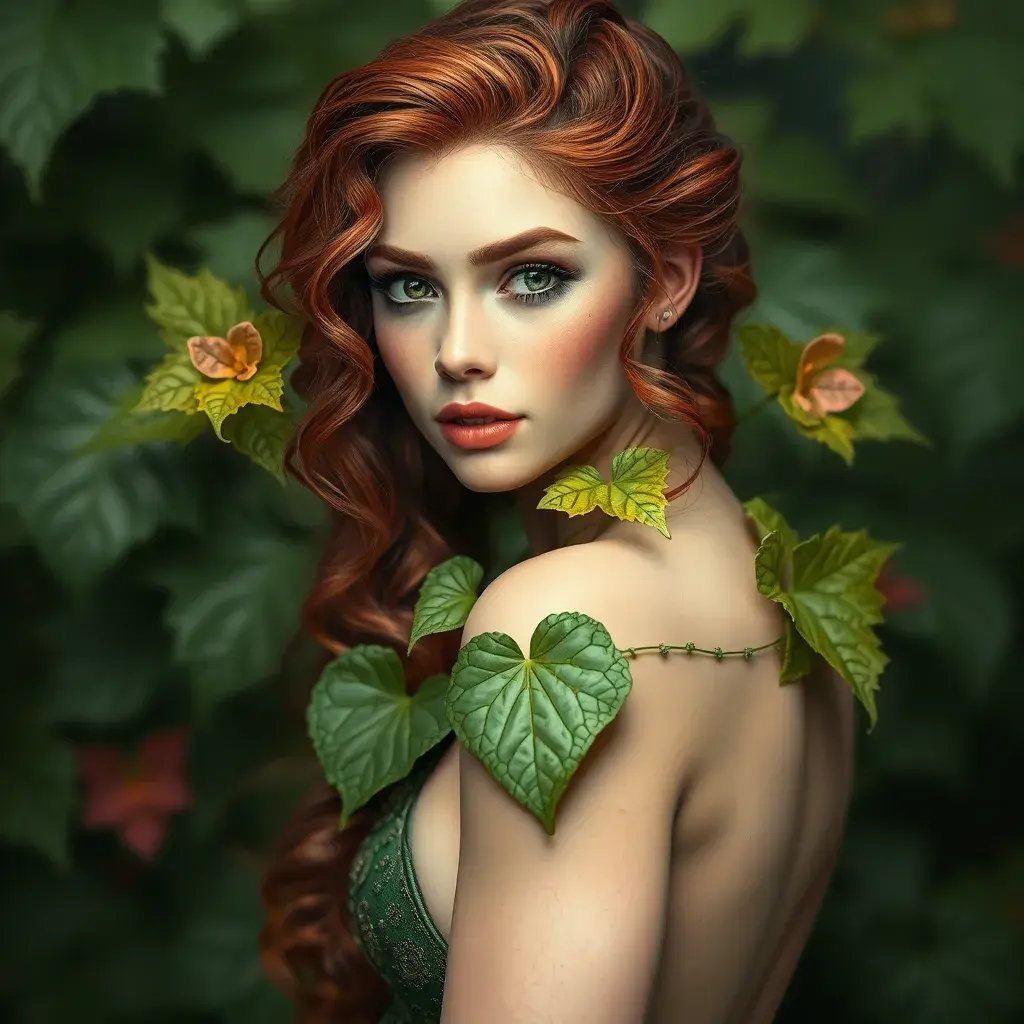 A portrait of a beautiful Poison Ivy, Highly Detailed, Intricate, Full Body, Photo Realistic, Sharp Focus by Stanley Artgerm Lau, Greg Rutkowski