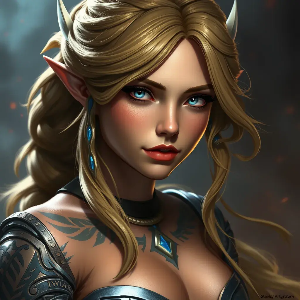 Matte portrait of Princess Zelda with tattoos, 8k, Highly Detailed, Powerful, Alluring, Artstation, Magical, Digital Painting, Photo Realistic, Sharp Focus, Volumetric Lighting, Concept Art by Stanley Artgerm Lau, Greg Rutkowski