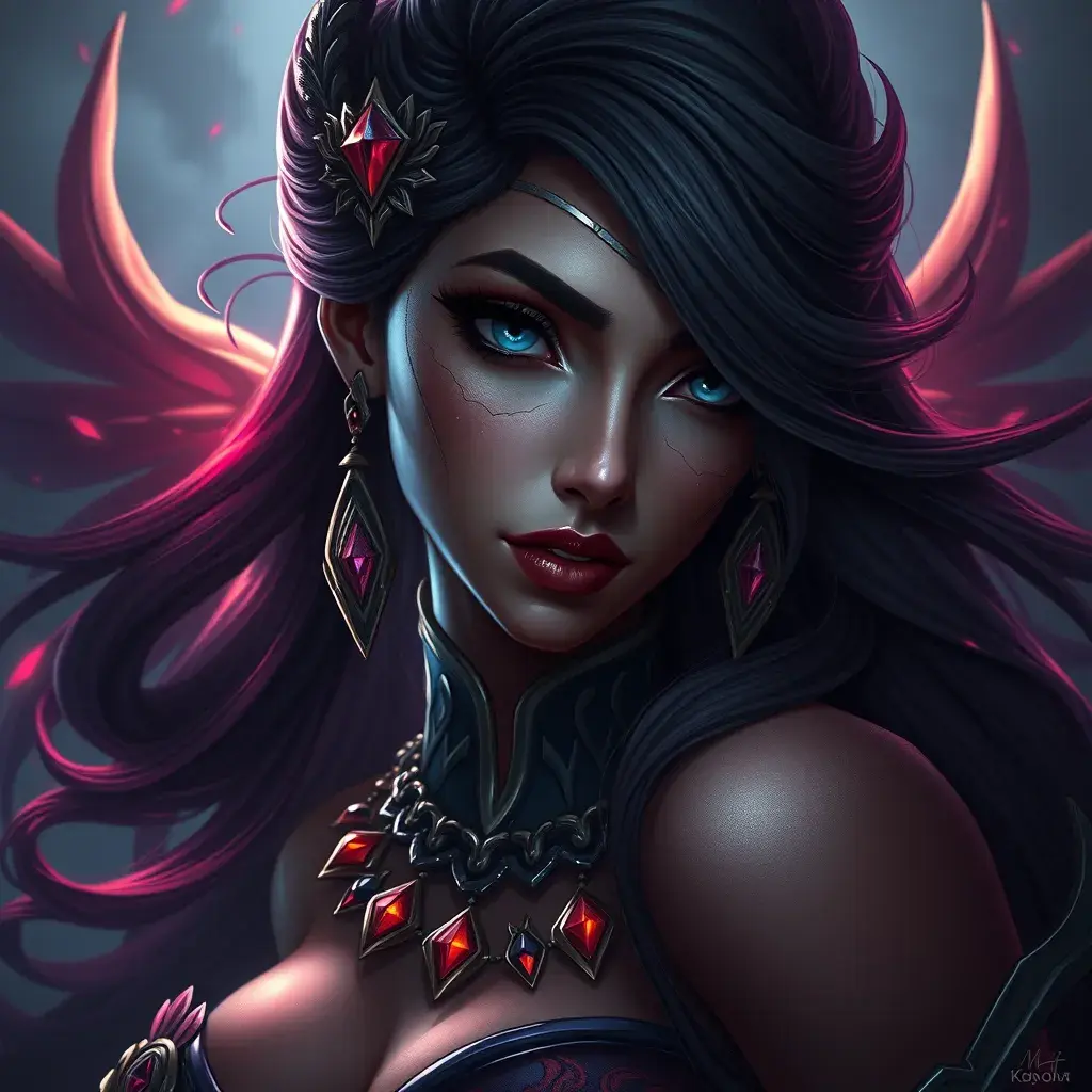 Alluring matte portrait of a beautiful Samira from League of Legends in the style of Stefan Kostic, 8k, High Definition, Highly Detailed, Intricate, Half Body, Realistic, Sharp Focus, Fantasy, Elegant