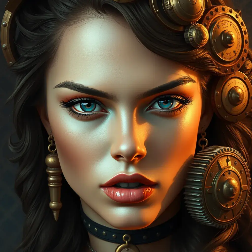 Steampunk portrait of Irina Shayk, Highly Detailed, Intricate, Artstation, Beautiful, Digital Painting, Sharp Focus, Concept Art, Elegant