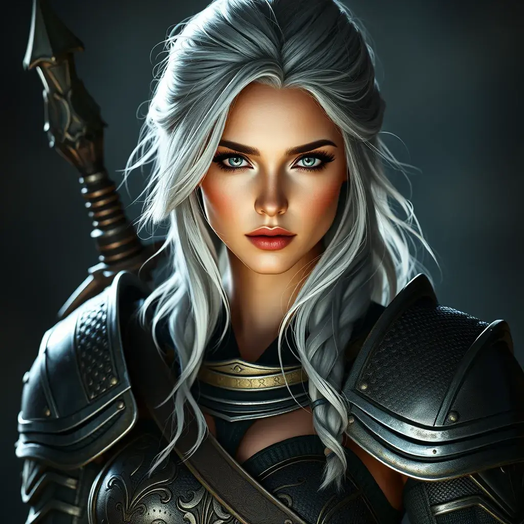 Alluring full body portrait of a beautiful Ciri in Witcher 3 armor, 8k, Highly Detailed, Intricate, Photo Realistic, Sharp Focus, Volumetric Lighting, Fantasy, Elegant