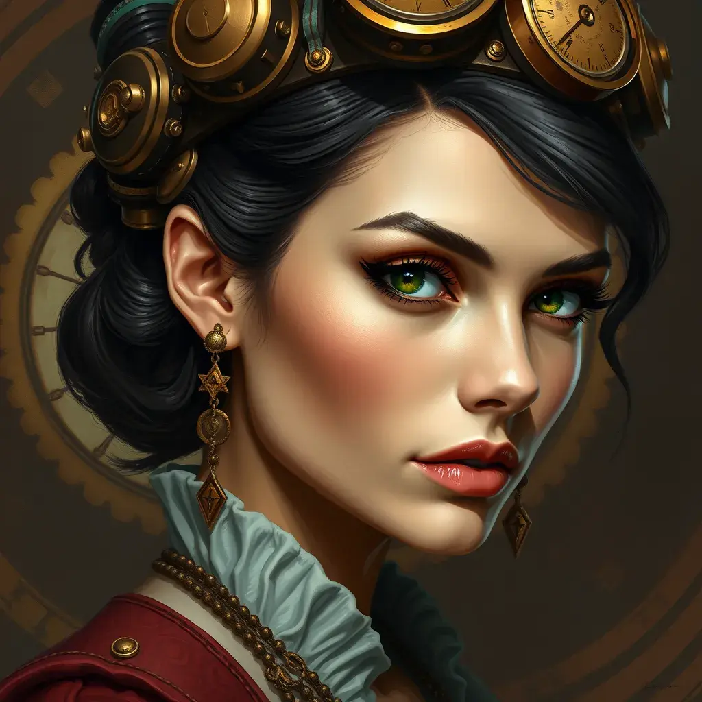 Steampunk portrait of Morena Baccarin, Highly Detailed, Intricate, Artstation, Beautiful, Digital Painting, Sharp Focus, Concept Art, Elegant