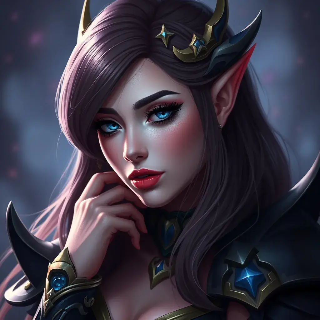 Alluring matte portrait of a beautiful Sona from League of Legends in the style of Stefan Kostic, 8k, High Definition, Highly Detailed, Intricate, Half Body, Realistic, Sharp Focus, Fantasy, Elegant