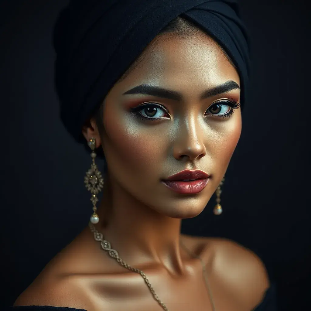 Matte portrait of the beautiful Samira in dark blue, Highly Detailed, Intricate, Realistic, Volumetric Lighting, Elegant by Stanley Artgerm Lau