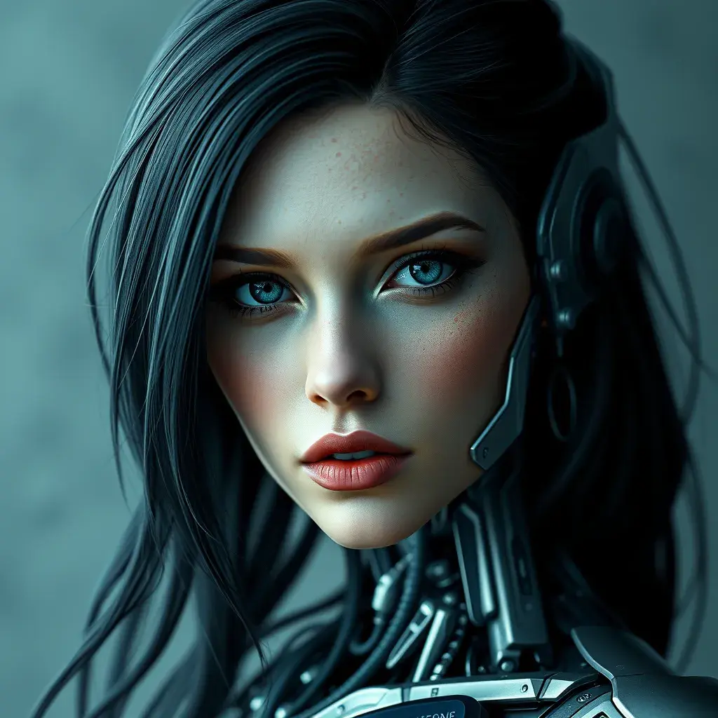 Alluring highly detailed matte portrait of a beautiful Cortana cyborg in the style of Stefan Kostic, 8k, High Definition, Highly Detailed, Intricate, Half Body, Realistic, Sharp Focus, Fantasy, Elegant