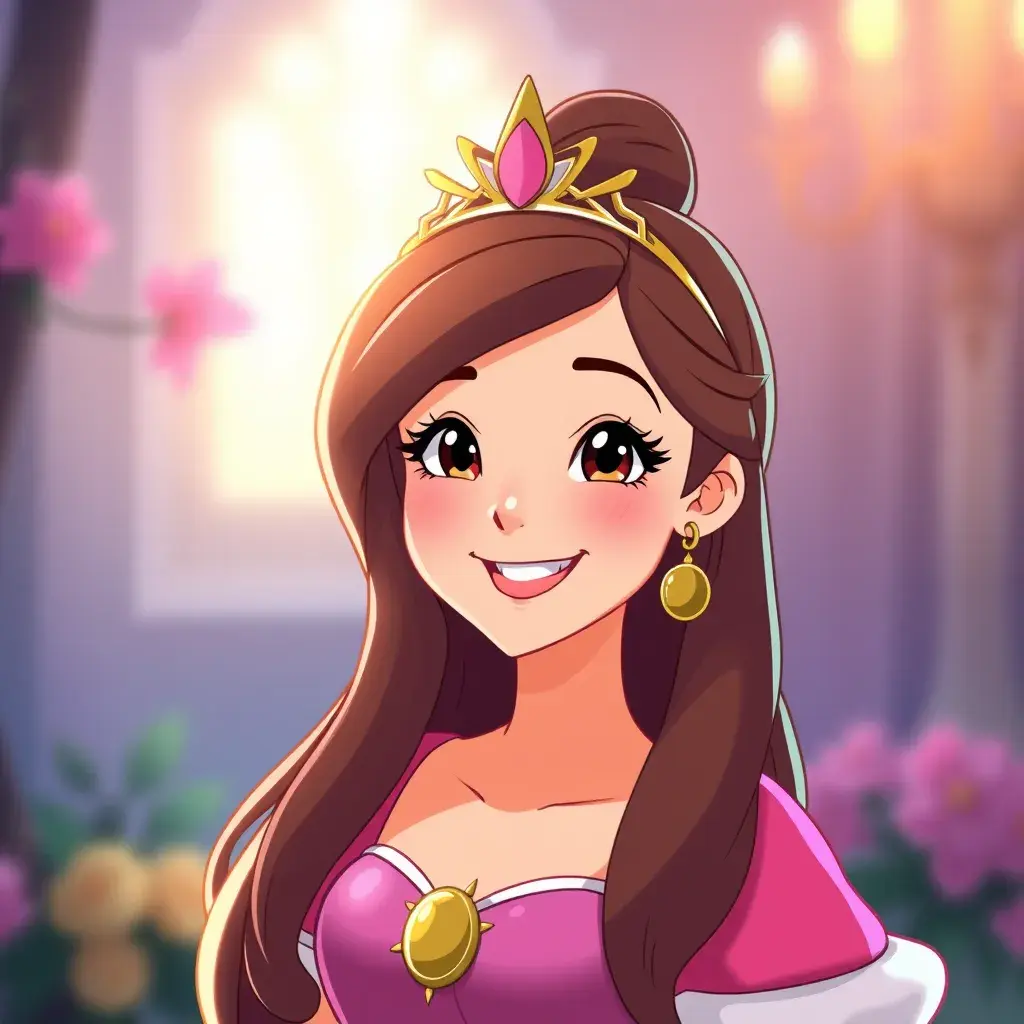 A matte portrait of a happy disney princess, Sharp Focus, Anime, Cartoon