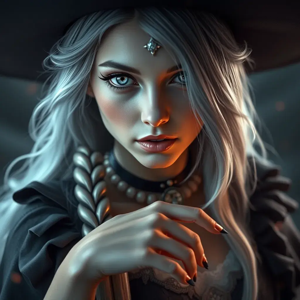 Alluring portrait of a beautiful Kiki the witch, 4k resolution, Highly Detailed, Hyper Detailed, Beautiful, Sharp Focus, Fantasy by Stanley Artgerm Lau