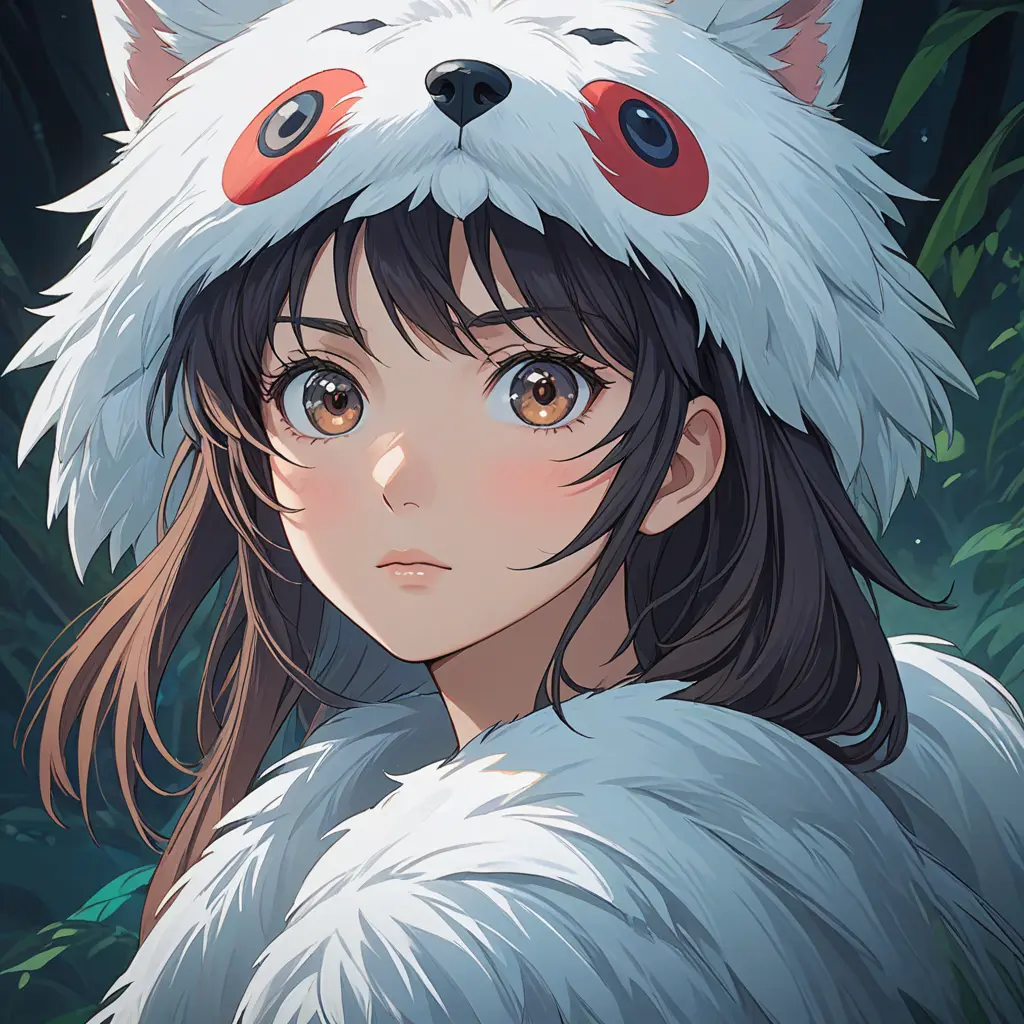 portrait of princess mononoke, 4k, 4k resolution, 8k, Hyper Detailed, Anime by Stanley Artgerm Lau