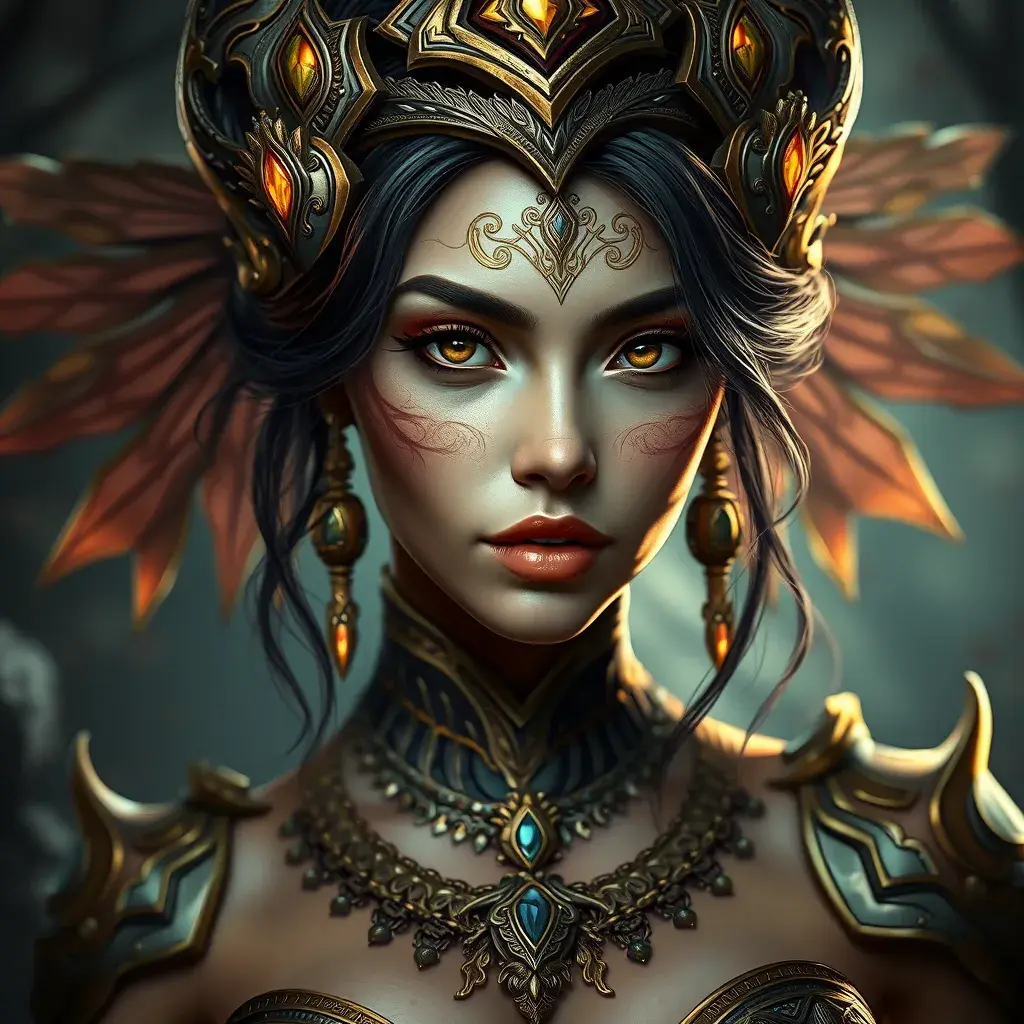 Alluring matte portrait of a beautiful Nidalee in the style of Stefan Kostic, 8k, Highly Detailed, Intricate, Half Body, Realistic, Sharp Focus, Volumetric Lighting, Fantasy, Elegant by Stanley Artgerm Lau, Greg Rutkowski