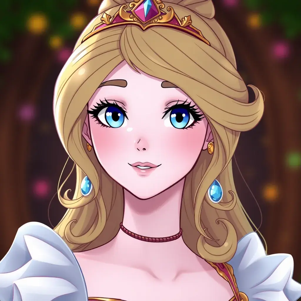 A matte portrait of a disney princess, 4k, 8k, Highly Detailed, Anime, Cartoon