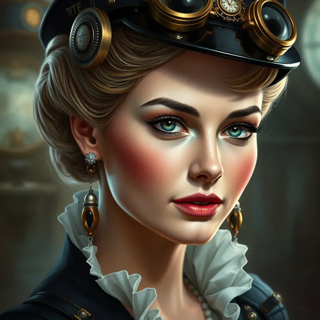 Steampunk portrait of Grace Kelly, Highly Detailed, Intricate, Artstation, Beautiful, Digital Painting, Sharp Focus, Concept Art, Elegant