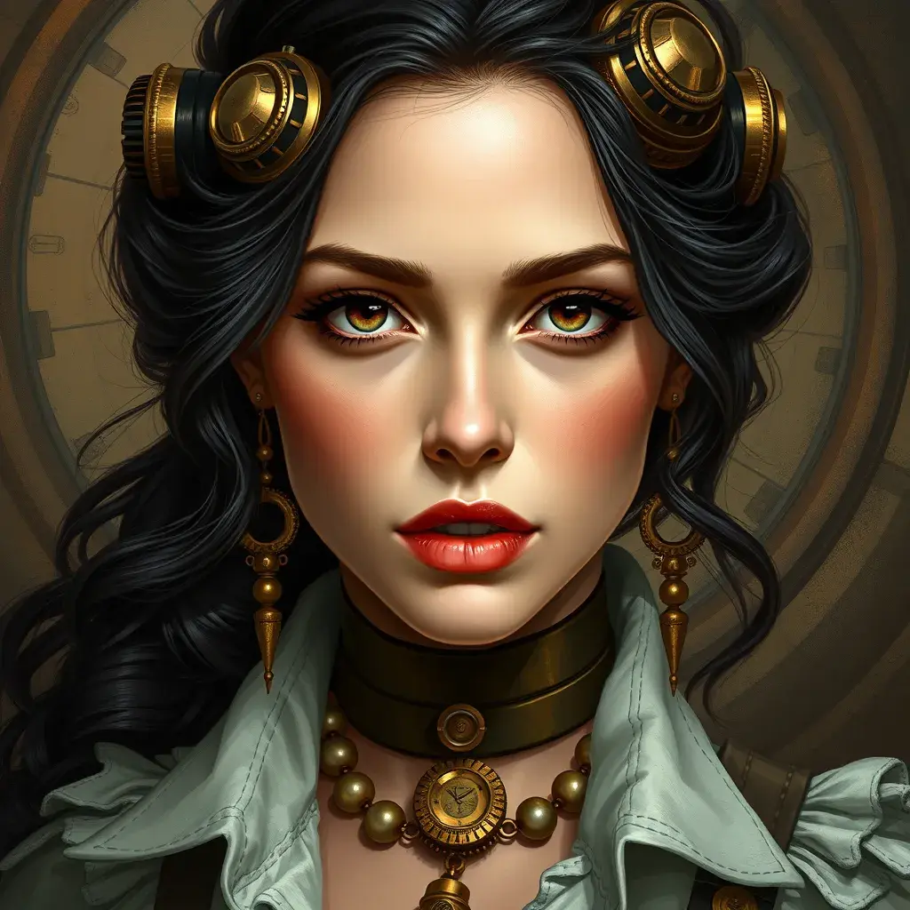 Steampunk portrait of Jennifer Connelly, Highly Detailed, Intricate, Artstation, Beautiful, Digital Painting, Sharp Focus, Concept Art, Elegant