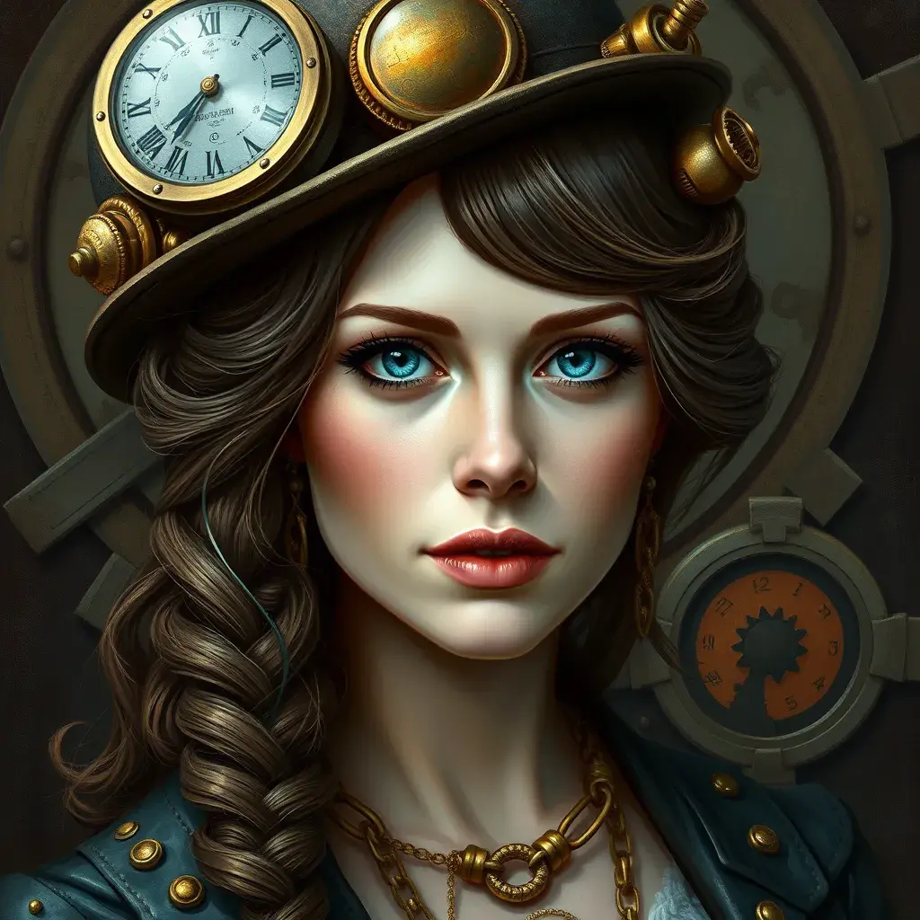 Steampunk portrait of Emily Blunt, Highly Detailed, Intricate, Artstation, Beautiful, Digital Painting, Sharp Focus, Concept Art, Elegant