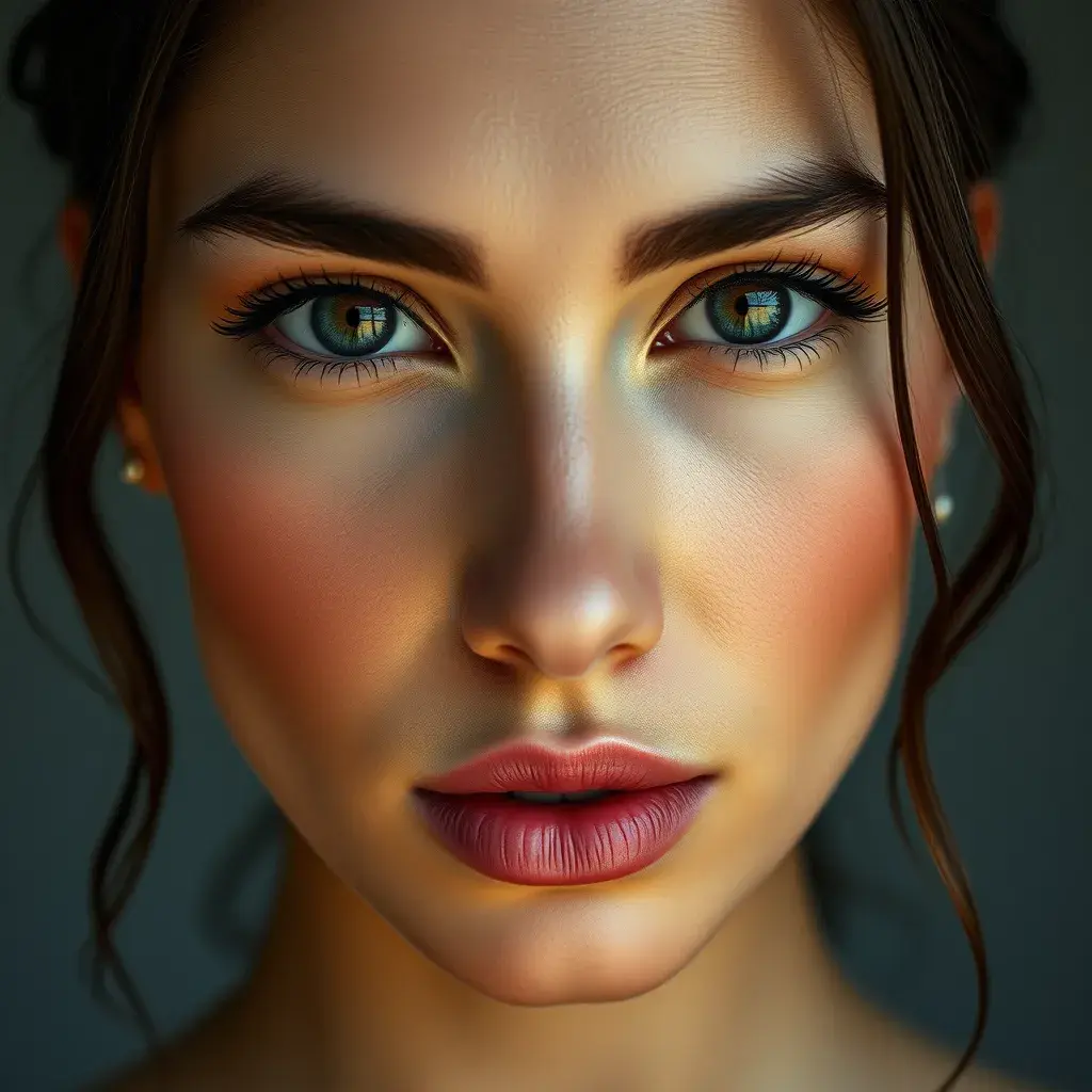 Alluring half body portrait of a stunningly beautiful woman with a perfectly symmetrical face, 8k, Award-Winning, Photo Realistic