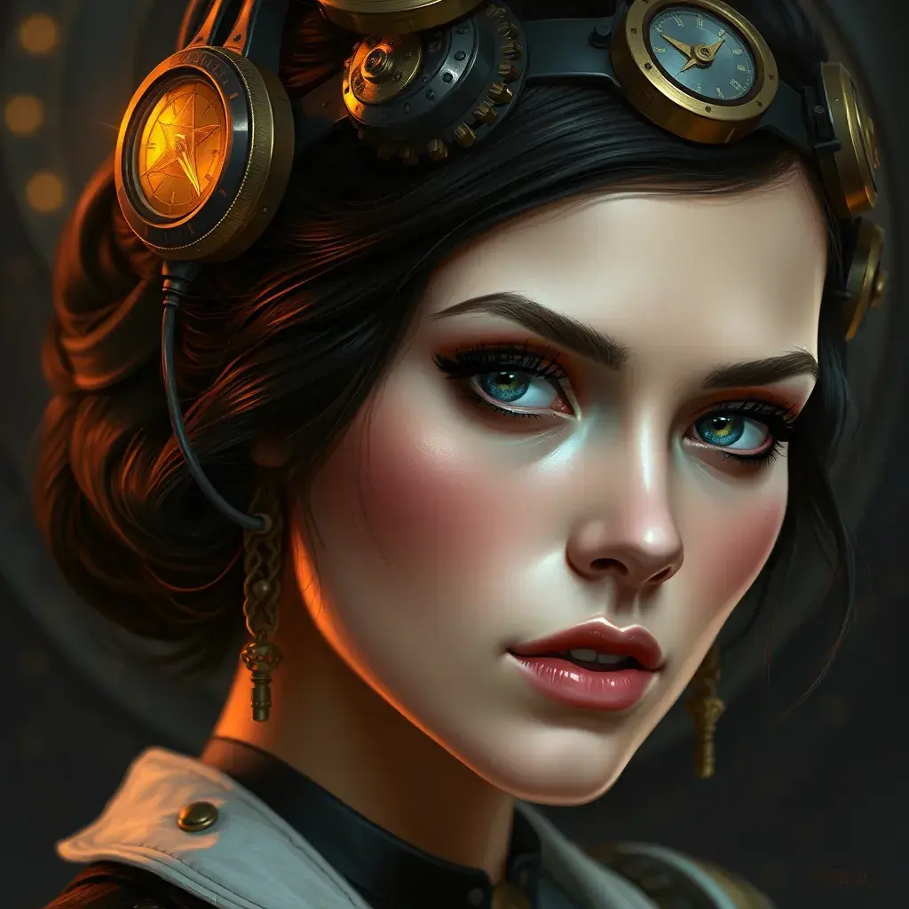 Steampunk portrait of Eva Green, Highly Detailed, Intricate, Artstation, Beautiful, Digital Painting, Sharp Focus, Concept Art, Elegant