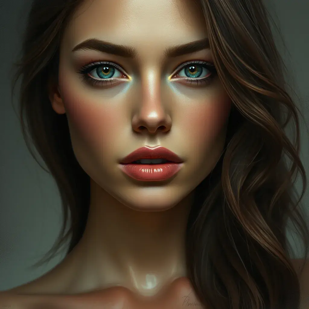 Alluring portrait of the perfect woman, with beautiful face in the style of Stefan Kostic, 8k, High Resolution, HQ, Ultra Detailed, Artstation, Perfect Face, Matte Painting by Greg Rutkowski, Stefan Kostic