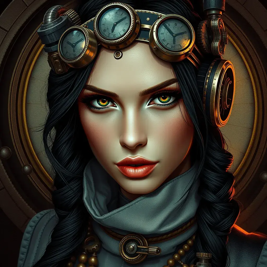 Steampunk portrait of Irina Shayk, Highly Detailed, Intricate, Artstation, Beautiful, Digital Painting, Sharp Focus, Concept Art, Elegant