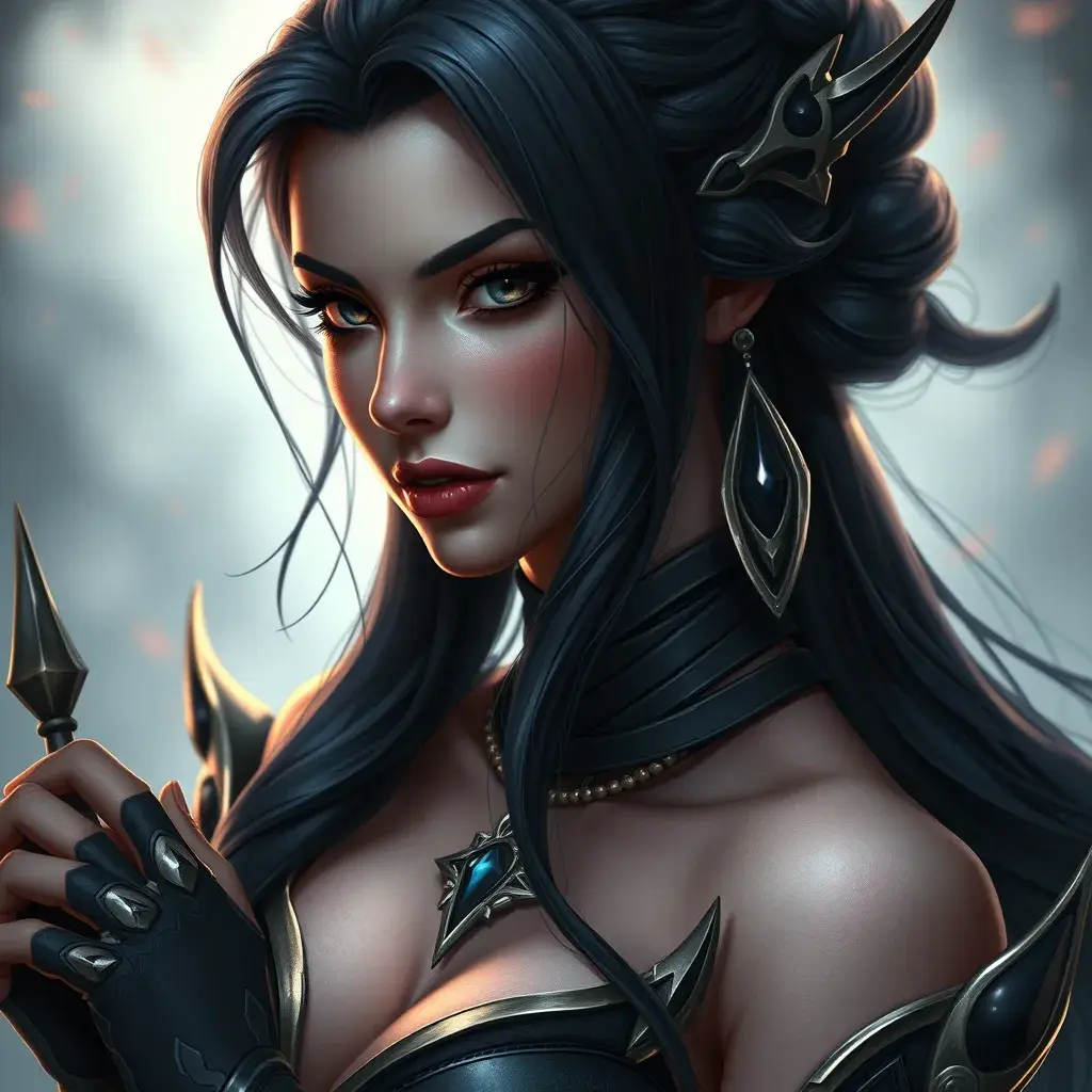 Alluring matte portrait of a beautiful Vayne from League of Legends in the style of Stefan Kostic, 8k, High Definition, Highly Detailed, Intricate, Half Body, Realistic, Sharp Focus, Fantasy, Elegant