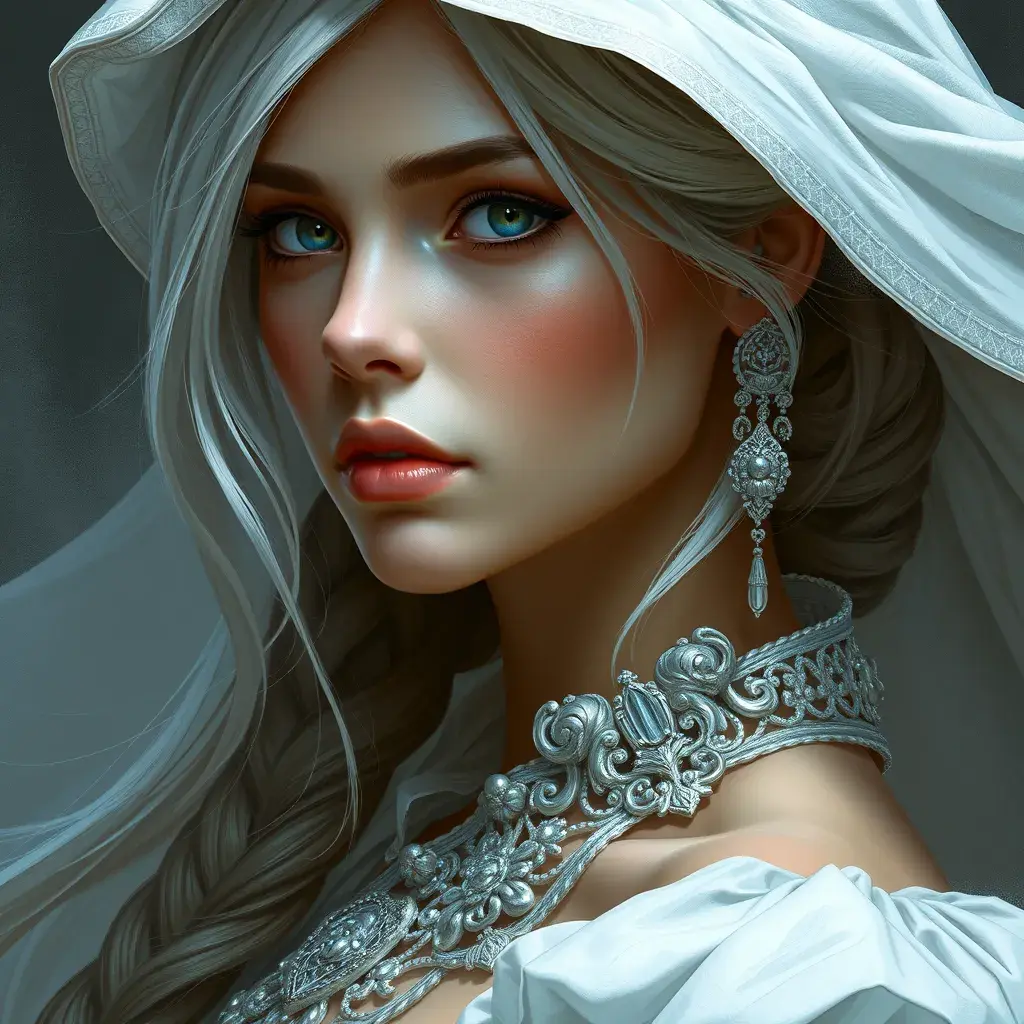 Closeup of Ciri in a white dress, Highly Detailed, Intricate, Artstation, Beautiful, Digital Painting, Sharp Focus, Concept Art, Elegant by Stanley Artgerm Lau, Alphonse Mucha, Greg Rutkowski