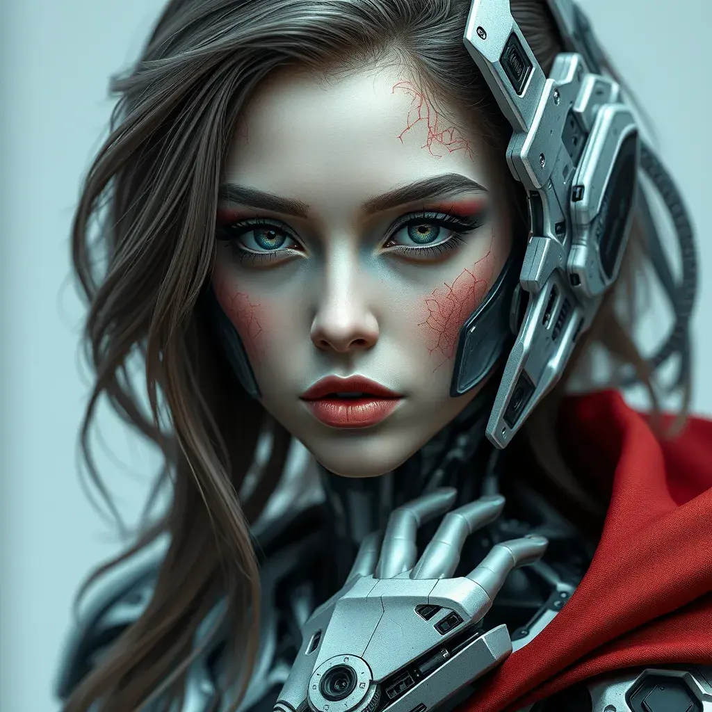 Alluring highly detailed matte portrait of a beautiful cyborg in the style of Stefan Kostic, 8k, High Definition, Highly Detailed, Intricate, Half Body, Realistic, Sharp Focus, Fantasy, Elegant