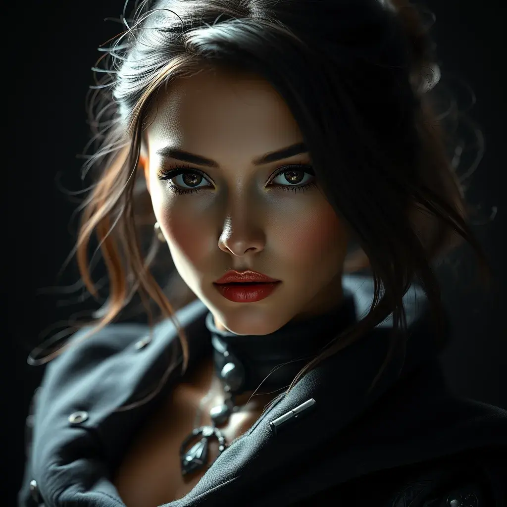 Alluring matte portrait of the beautiful Cassandra Cain in black, 8k, Highly Detailed, Intricate, Realistic, Sharp Focus, Volumetric Lighting, Fantasy, Elegant by Stanley Artgerm Lau, Alphonse Mucha, WLOP, Stefan Kostic