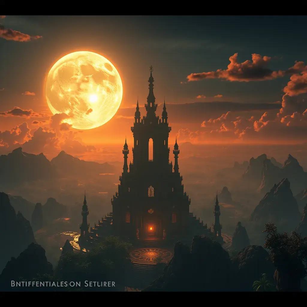 moonrise over the equator, Highly Detailed, Intricate, Cinematic Lighting, Unreal Engine, Radiant, Fantasy