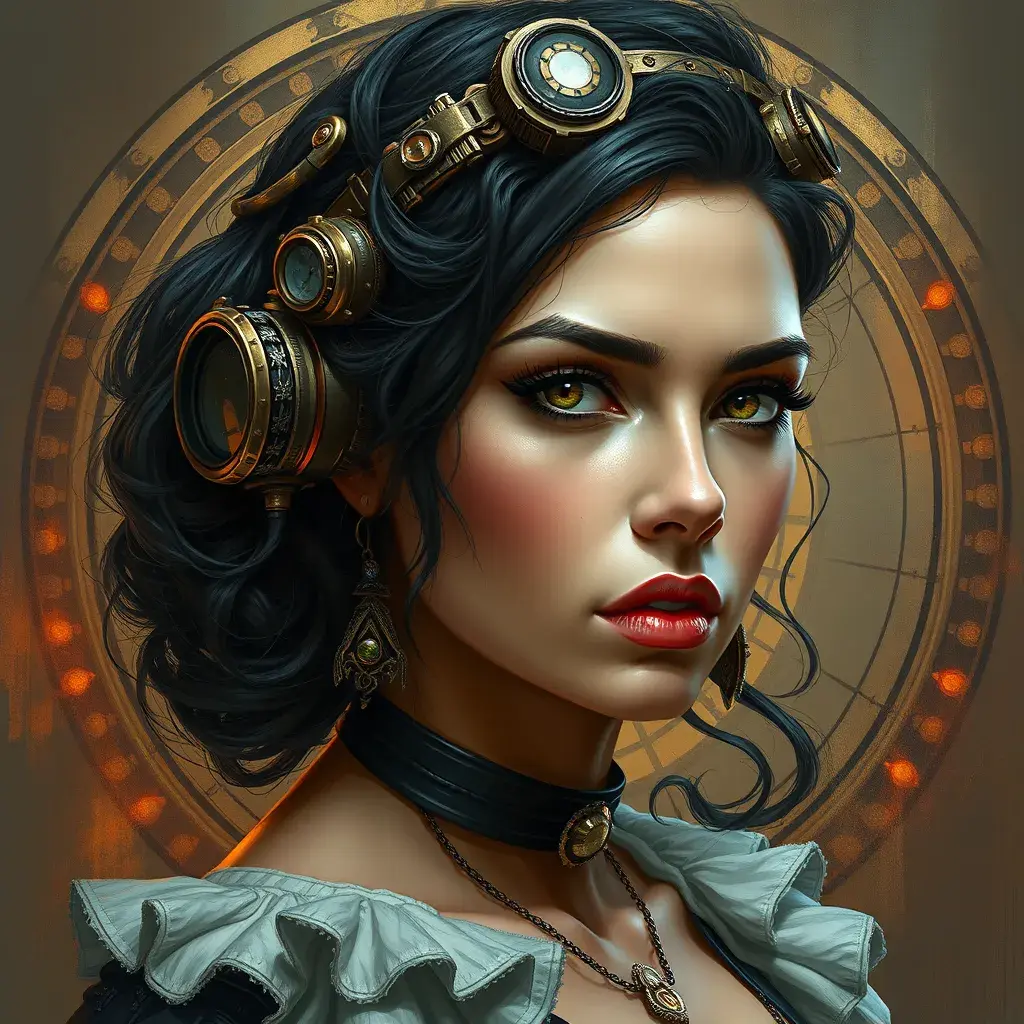 Steampunk portrait of Morena Baccarin, Highly Detailed, Intricate, Artstation, Beautiful, Digital Painting, Sharp Focus, Concept Art, Elegant