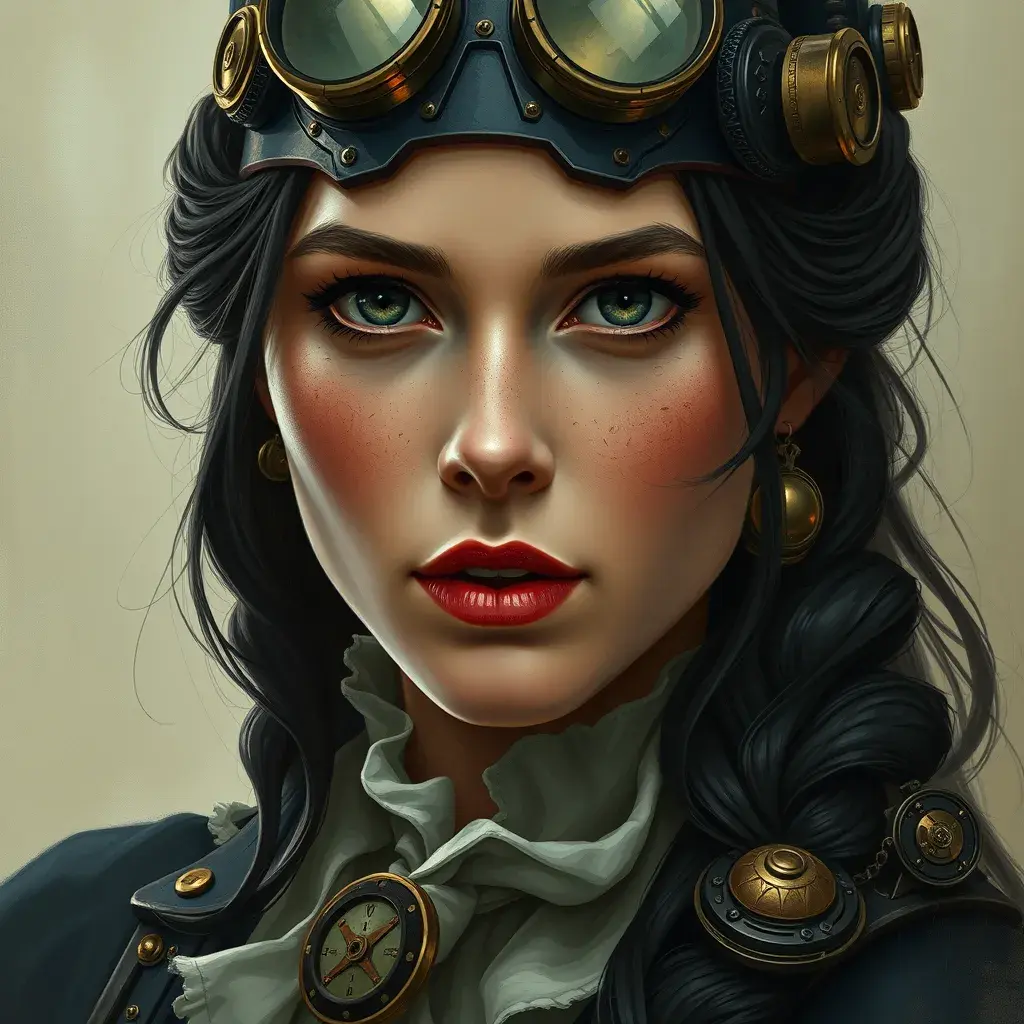 Steampunk portrait of Jennifer Connelly, Highly Detailed, Intricate, Artstation, Beautiful, Digital Painting, Sharp Focus, Concept Art, Elegant