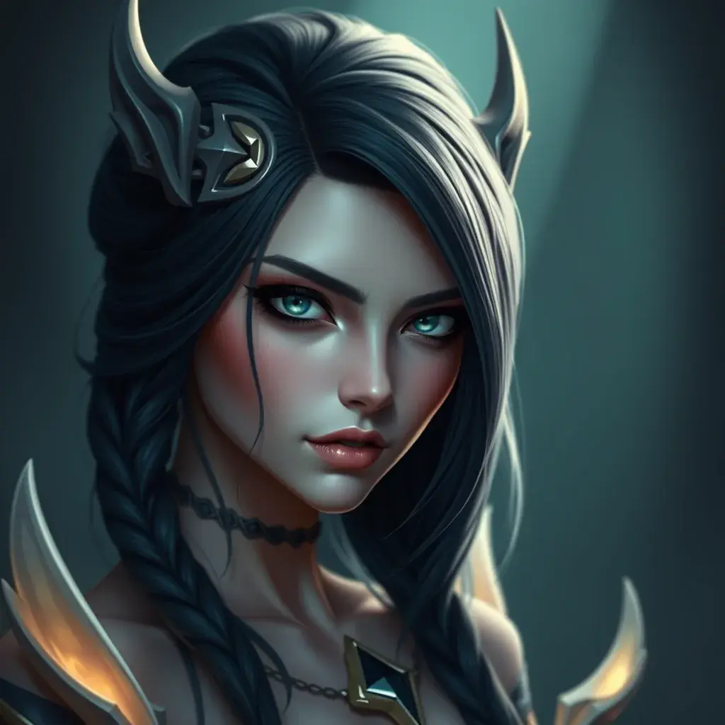 Alluring matte portrait of a beautiful Morgana from League of Legends in the style of Stefan Kostic, 8k, High Definition, Highly Detailed, Intricate, Half Body, Realistic, Sharp Focus, Fantasy, Elegant