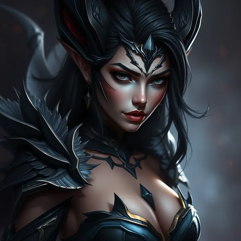 Alluring matte portrait of a fierce beautiful Vex from League of Legends, Highly Detailed, Intricate, Half Body, Realistic, Sharp Focus, Volumetric Lighting, Fantasy, Elegant by Stefan Kostic