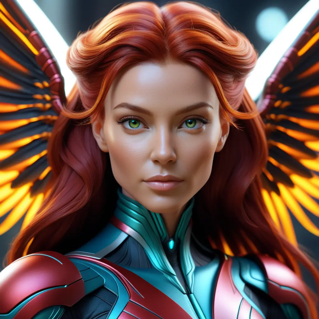 Alluring matte portrait of a beautiful red haired alien winged Sarah Kerrigan, 8k, Highly Detailed, Intricate, Half Body, Realistic, Sharp Focus, Volumetric Lighting, Fantasy, Elegant by Stanley Artgerm Lau, WLOP, Stefan Kostic