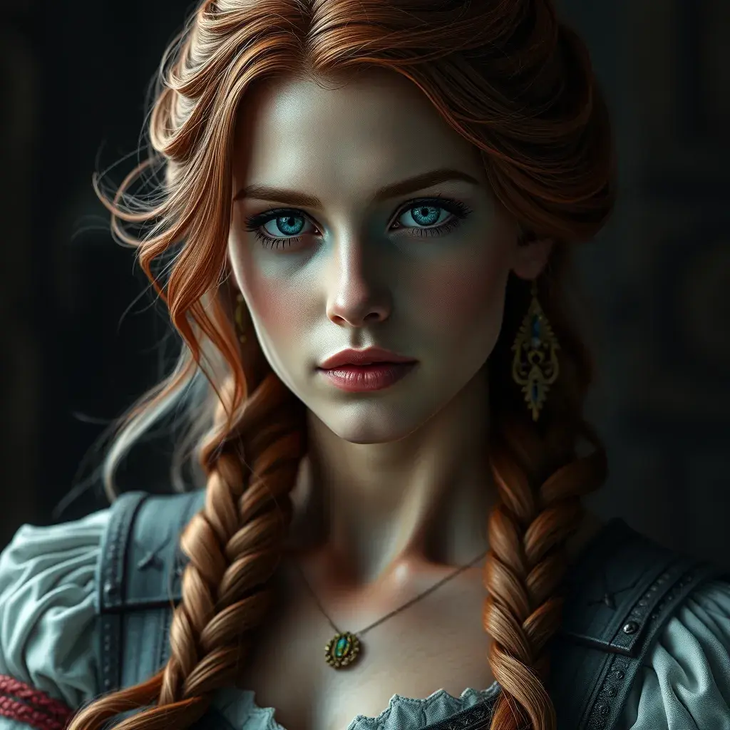 Alluring full body portrait of a beautiful Triss Merrigold in Witcher 3 style, 8k, Highly Detailed, Intricate, Photo Realistic, Sharp Focus, Volumetric Lighting, Fantasy, Elegant