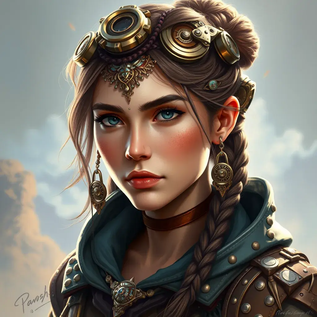 Steampunk portrait of Aloy from Horizon Zero Dawn, Highly Detailed, Intricate, Artstation, Beautiful, Digital Painting, Sharp Focus, Concept Art, Elegant