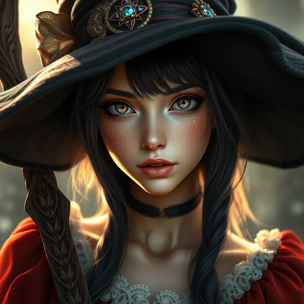 Alluring portrait of a beautiful Kiki the witch, 4k resolution, Highly Detailed, Hyper Detailed, Beautiful, Sharp Focus, Fantasy by Stanley Artgerm Lau