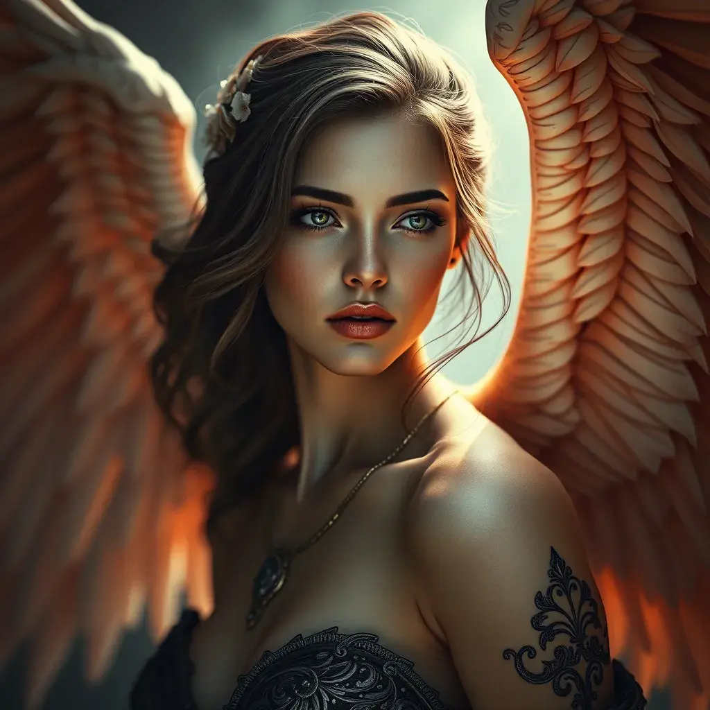 Alluring matte portrait of a beautiful Kassandra with wings, 8k, Highly Detailed, Intricate, Half Body, Realistic, Sharp Focus, Volumetric Lighting, Fantasy, Elegant by Stanley Artgerm Lau, Alphonse Mucha, WLOP