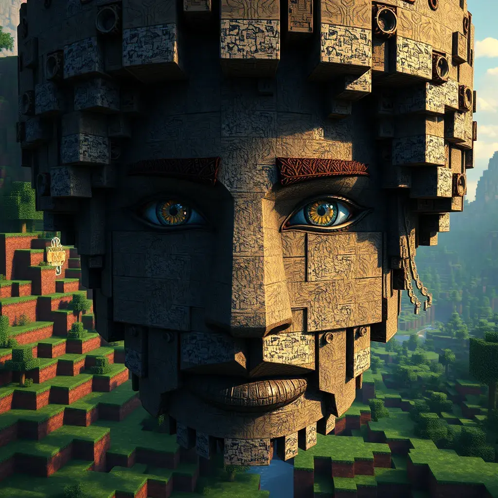 Minecraft landscape, 8k, Intricate Details, Ultra Detailed, Pretty Face, Symmetrical Face, Photo Realistic, Realistic, Octane Render, Unreal Engine, Concept Art by Alphonse Mucha, Greg Rutkowski